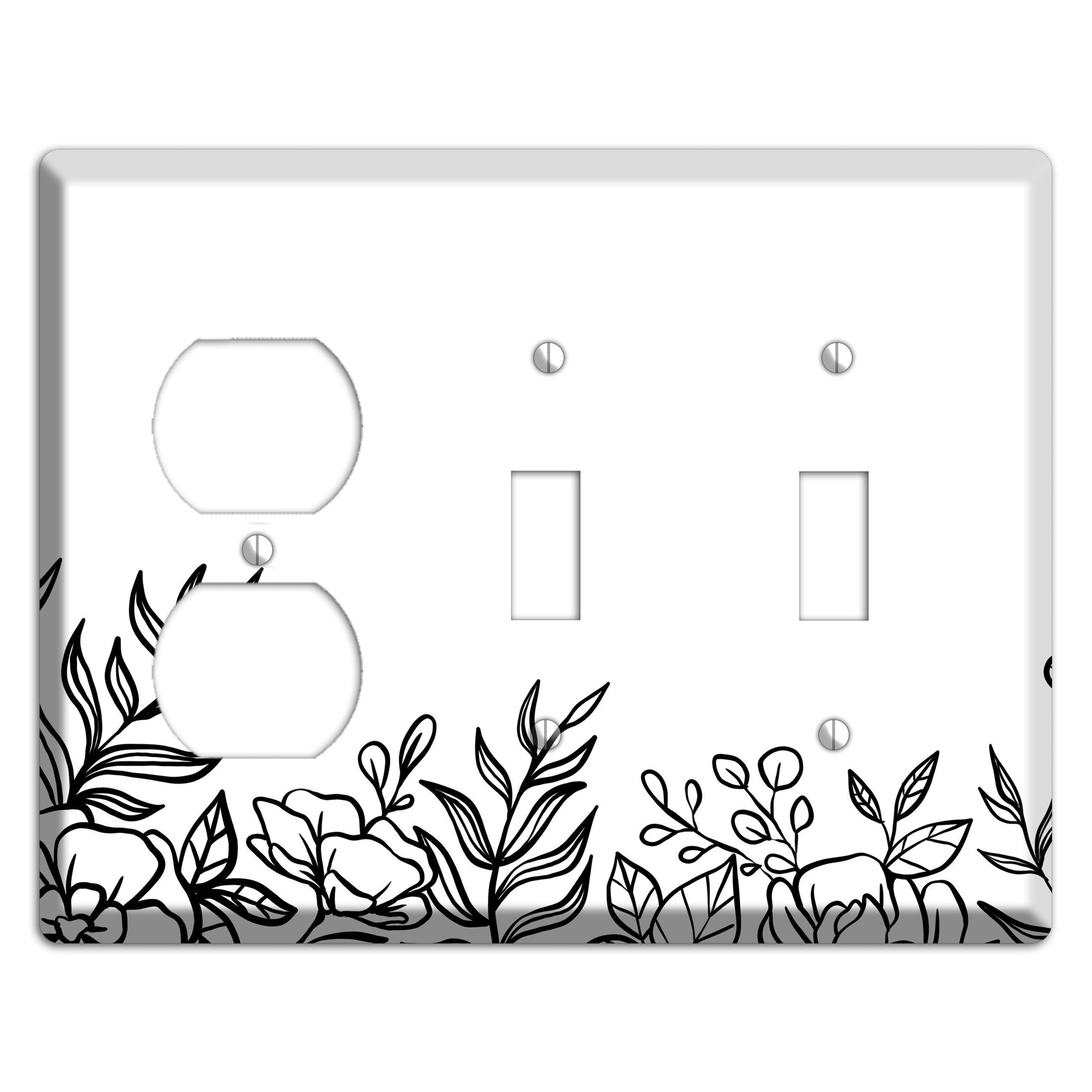 Hand-Drawn Floral 16 Duplex / 2 Toggle Wallplate