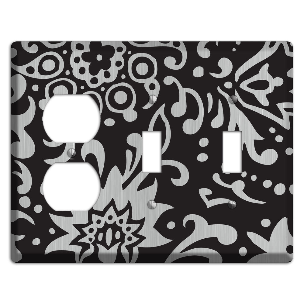 Black Boteh Stainless Steel Duplex / 2 Toggle Wallplate