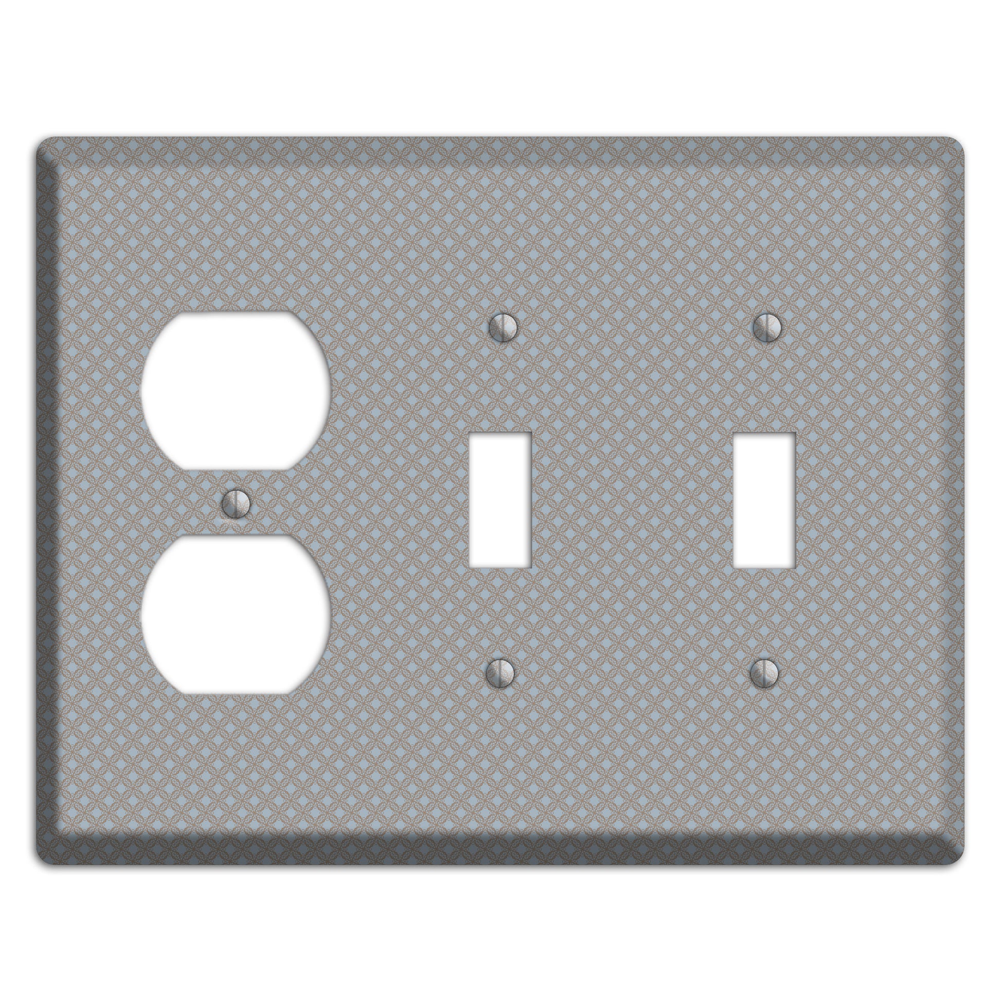 Multi Grey Lattice Duplex / 2 Toggle Wallplate
