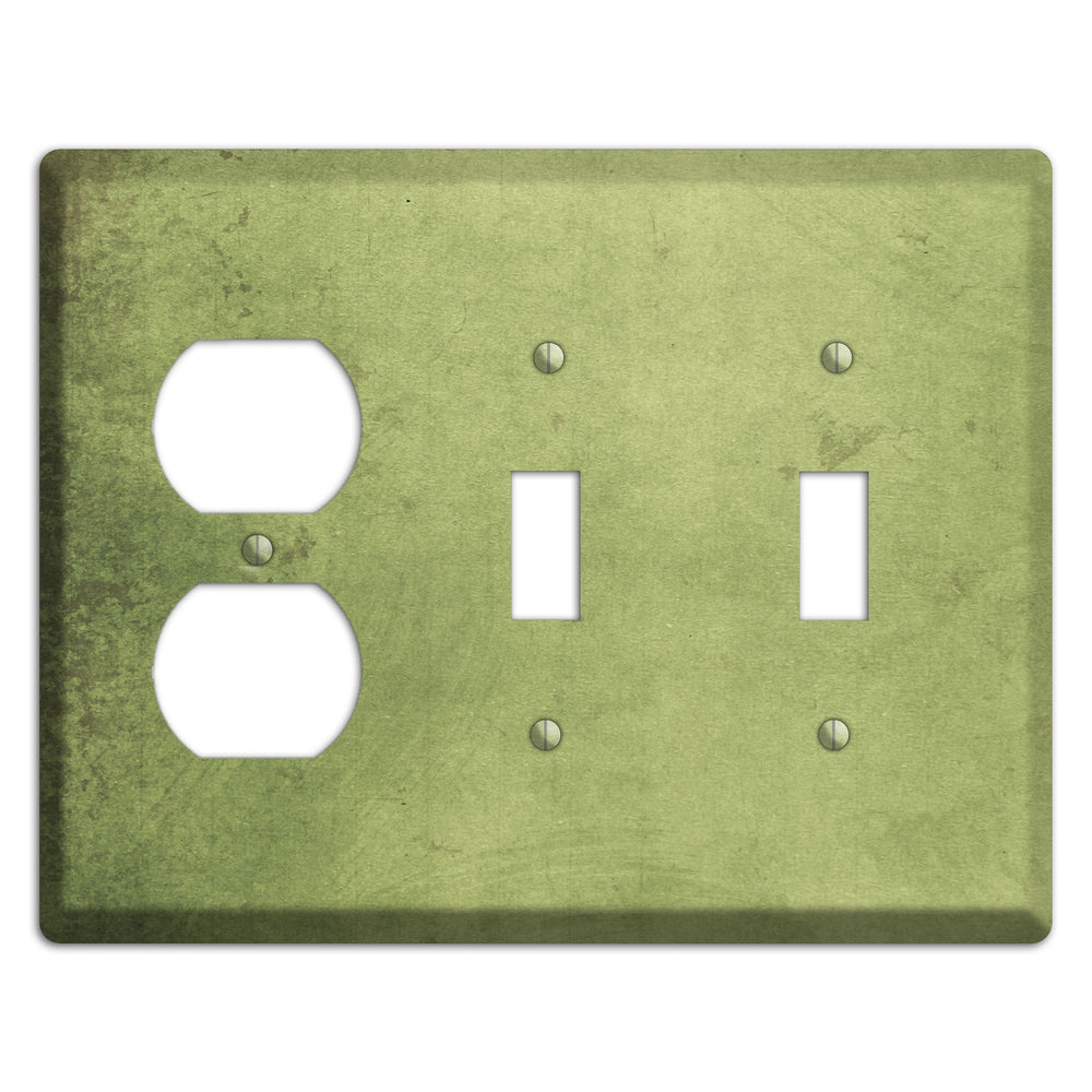 Green Smoke Vintage Grunge Duplex / 2 Toggle Wallplate