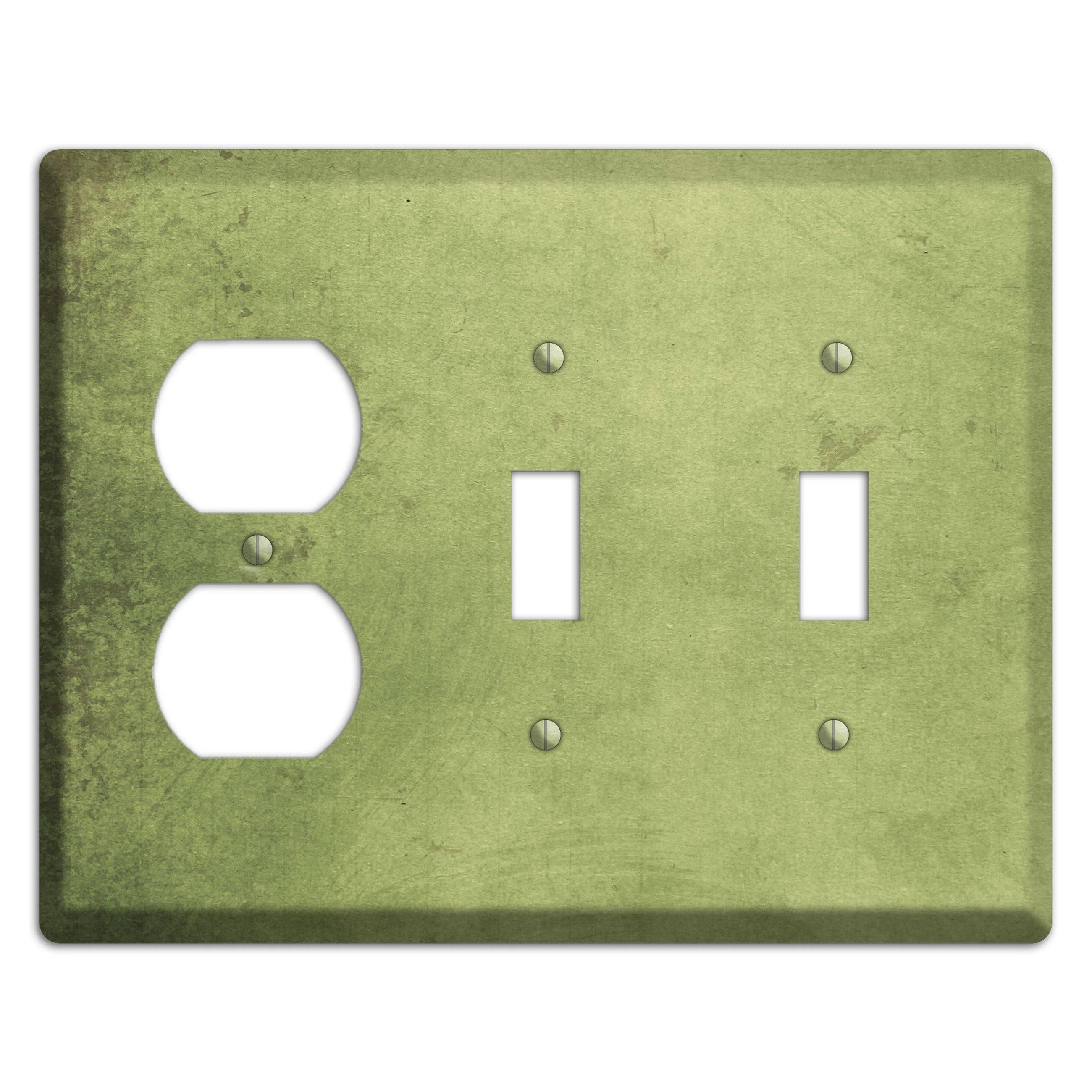 Green Smoke Vintage Grunge Duplex / 2 Toggle Wallplate