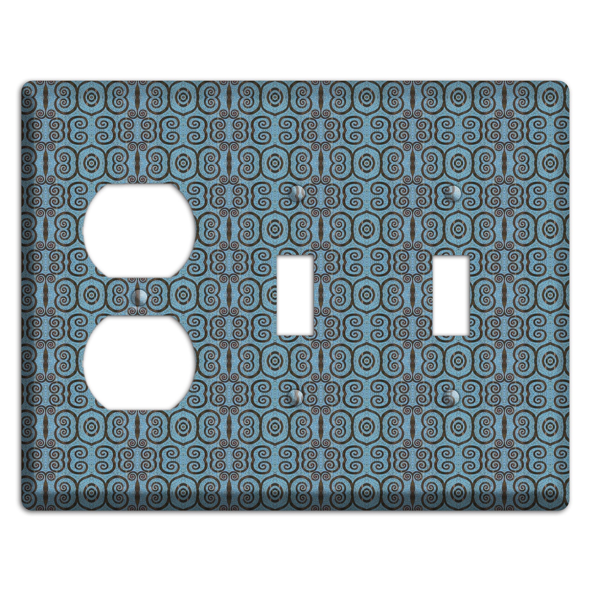 Blue Tapestry Duplex / 2 Toggle Wallplate