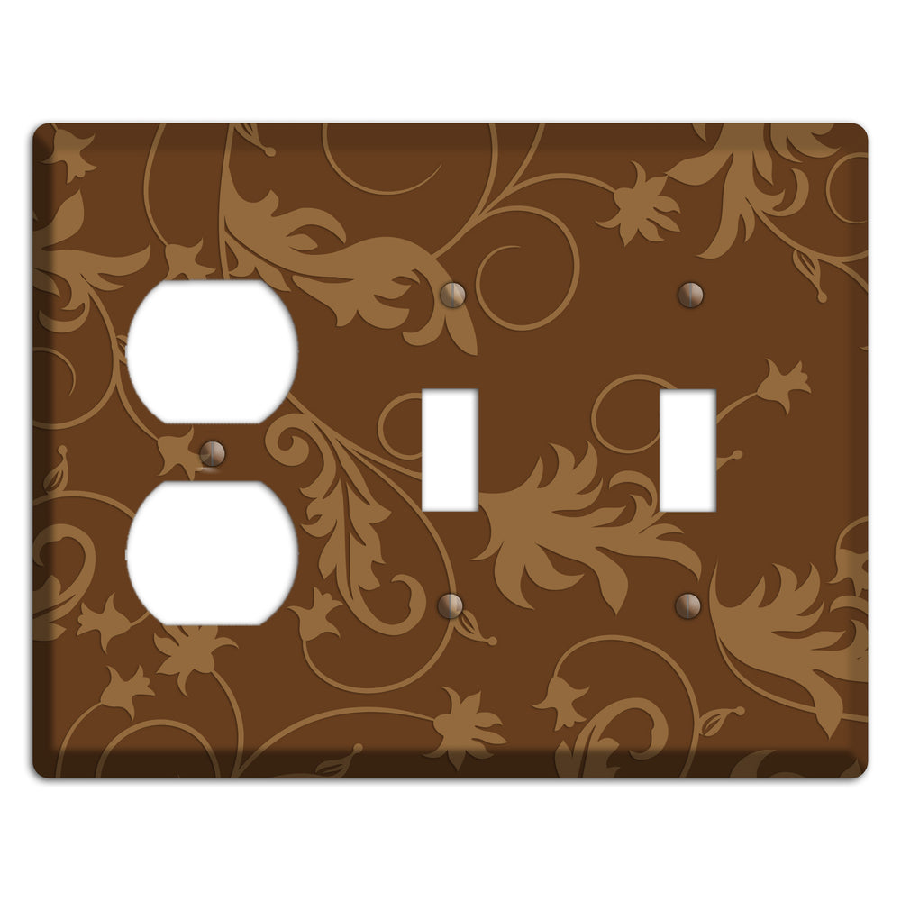Brown Victorian Sprig Duplex / 2 Toggle Wallplate