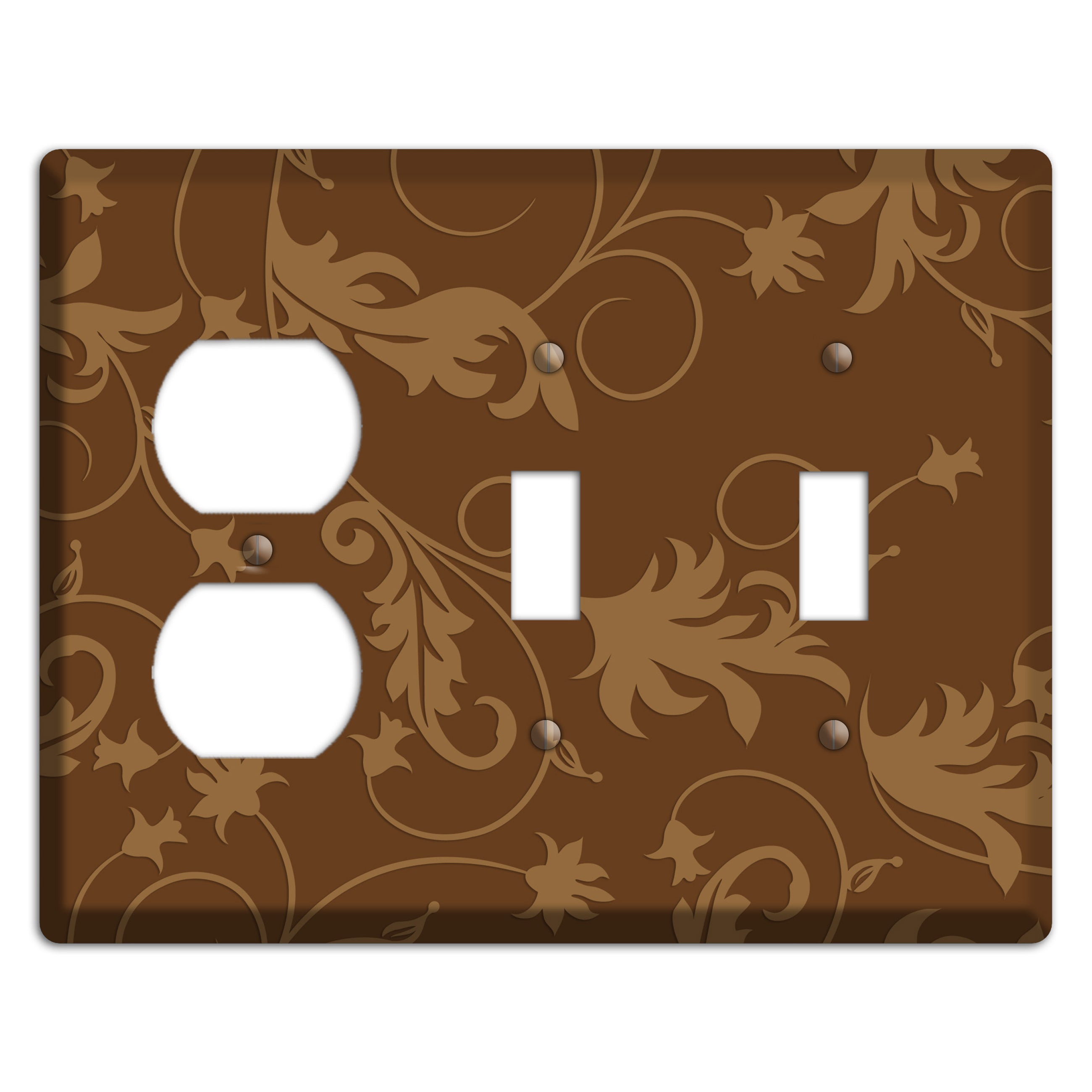 Brown Victorian Sprig Duplex / 2 Toggle Wallplate