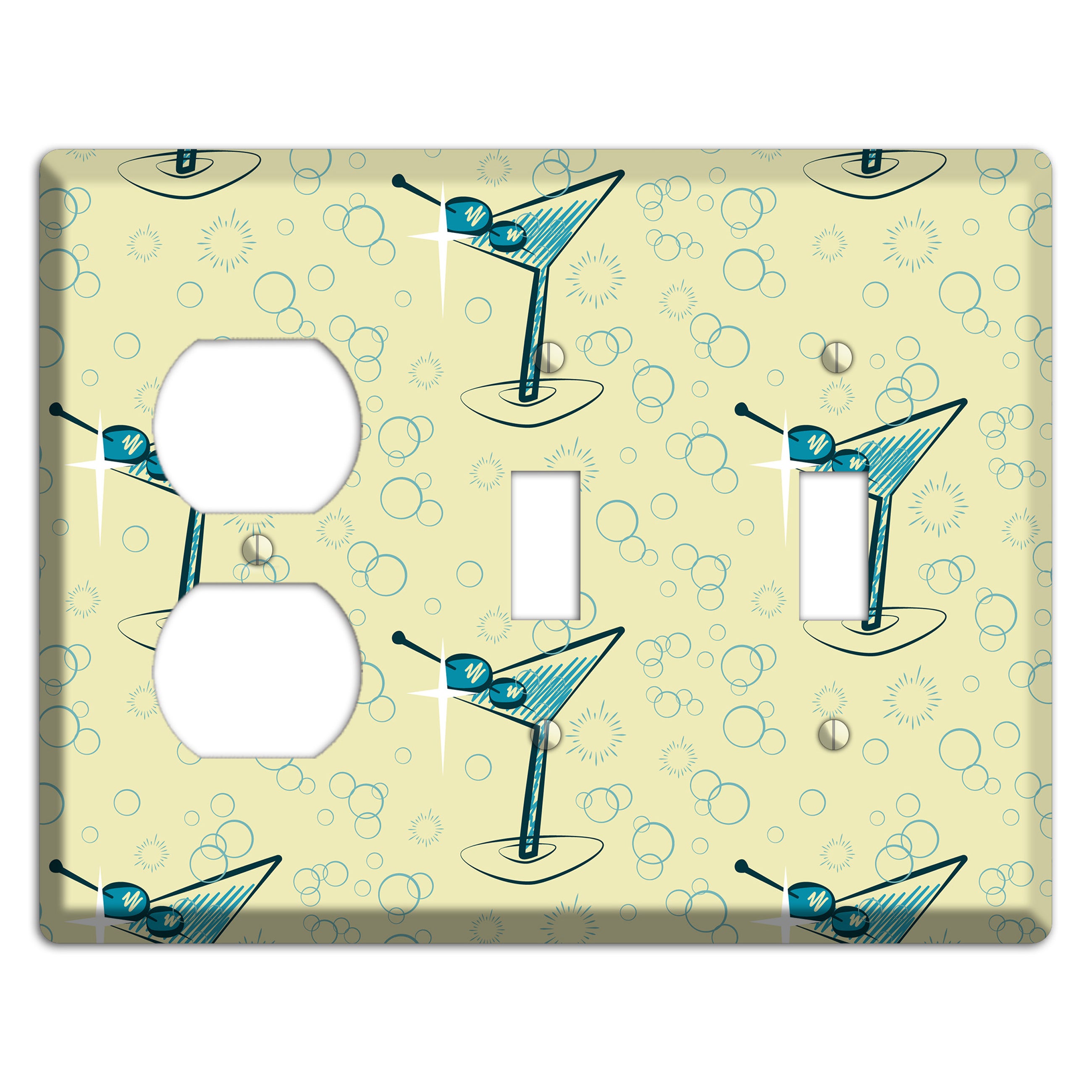 Yellow Martini Duplex / 2 Toggle Wallplate