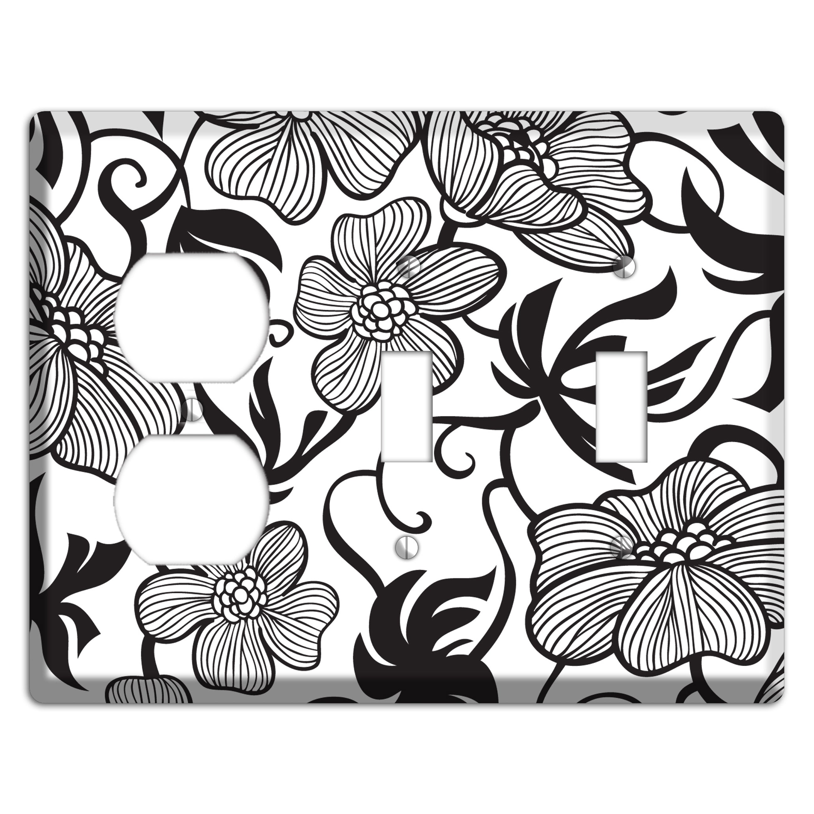White with Black Tropical Duplex / 2 Toggle Wallplate