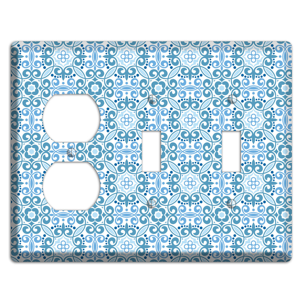 Multi Blue Foulard Duplex / 2 Toggle Wallplate