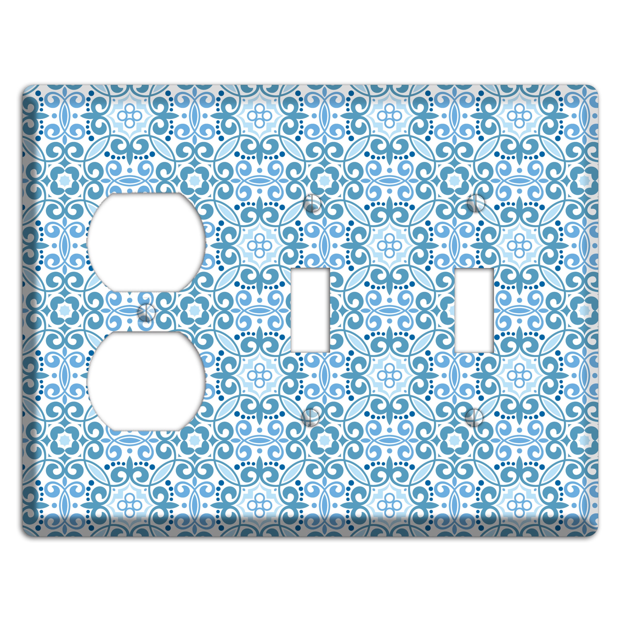 Multi Blue Foulard Duplex / 2 Toggle Wallplate