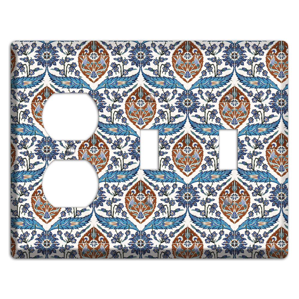 Ornate Feather Tile Duplex / 2 Toggle Wallplate