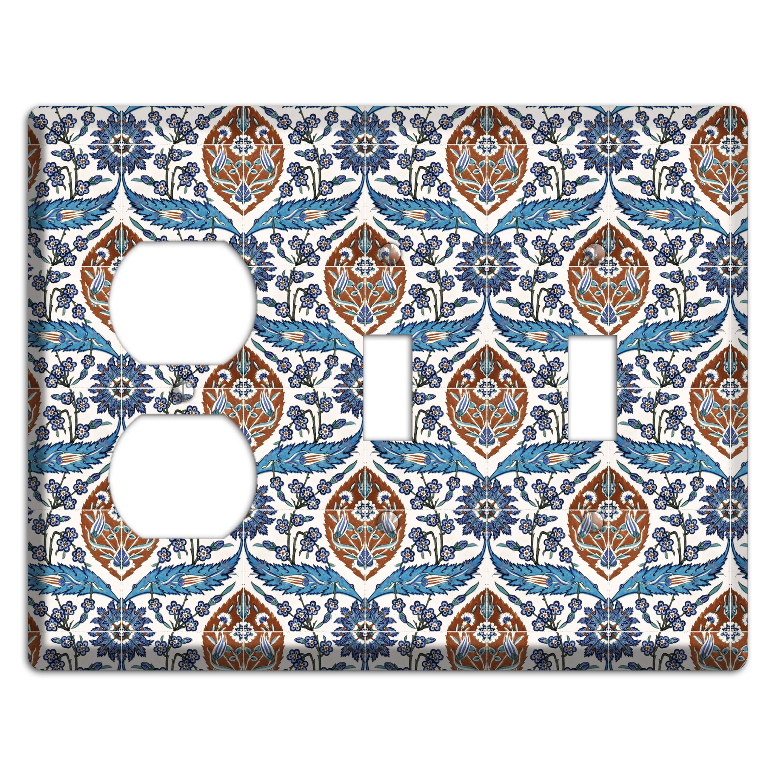 Ornate Feather Tile Duplex / 2 Toggle Wallplate