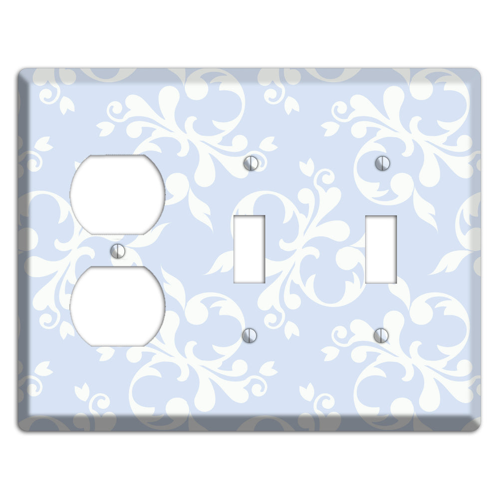Light Blue Victorian Toile Duplex / 2 Toggle Wallplate