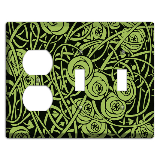 Green Deco Floral Duplex / 2 Toggle Wallplate