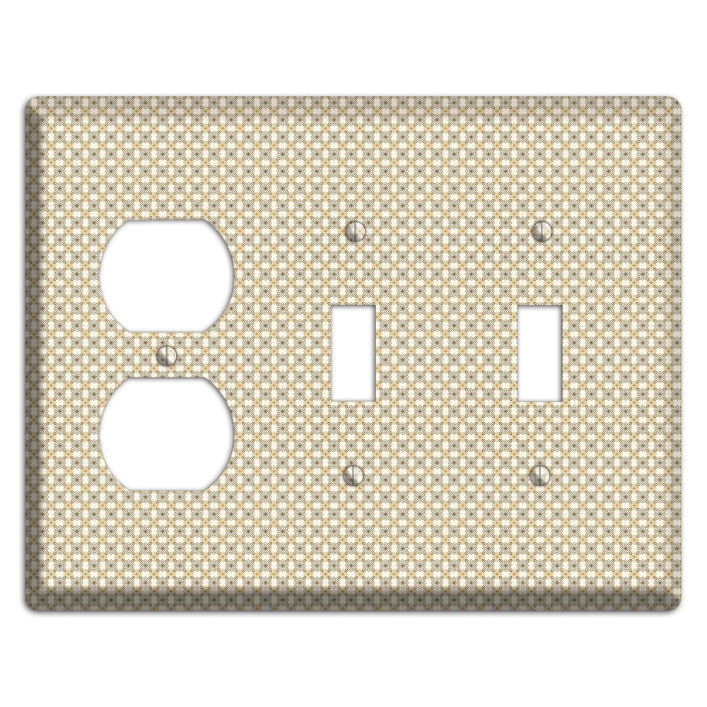 Multi Beige Tiled Arabesque Duplex / 2 Toggle Wallplate