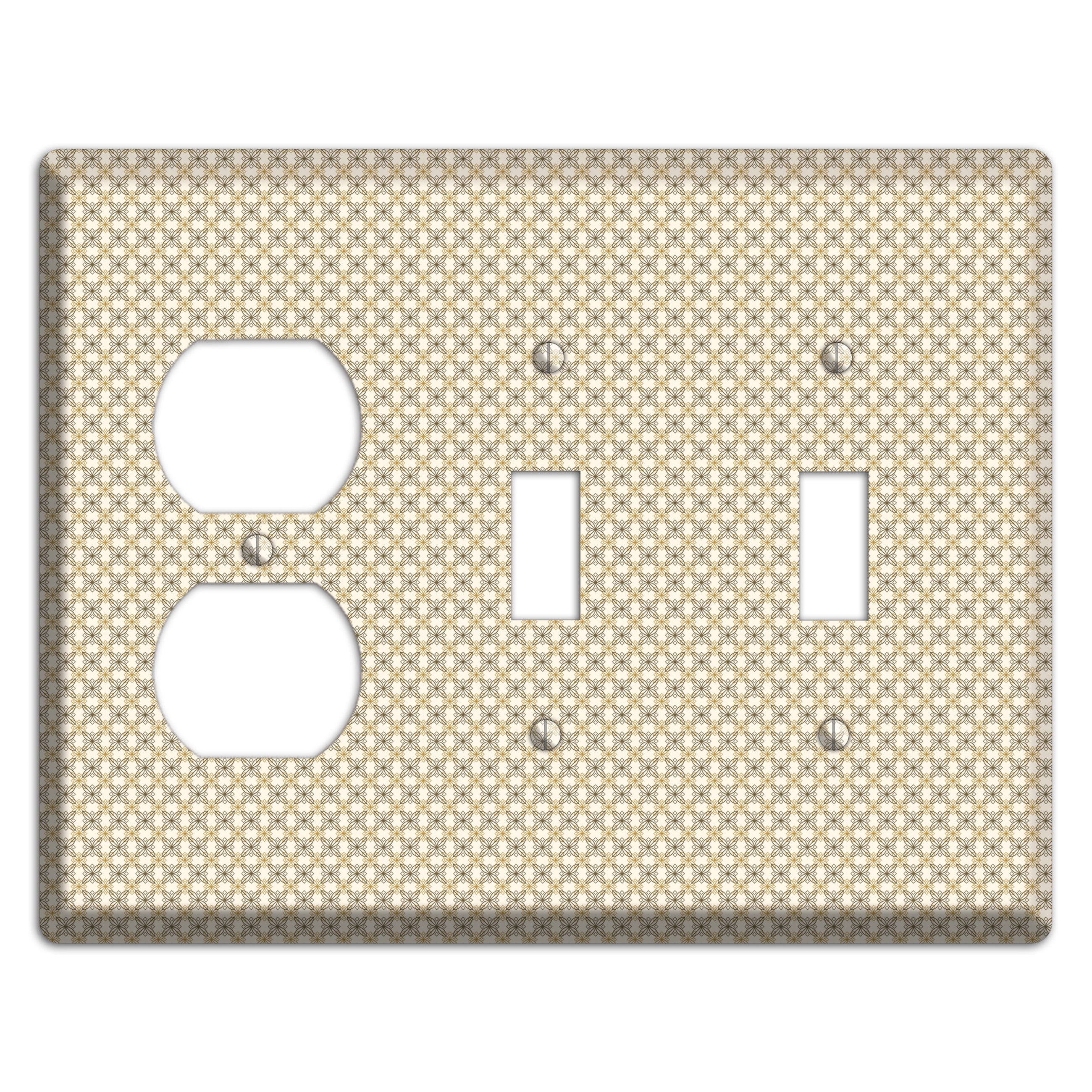 Multi Beige Tiled Arabesque Duplex / 2 Toggle Wallplate