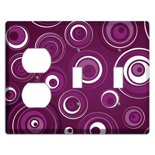 Purple Circles 2 Duplex / 2 Toggle Wallplate