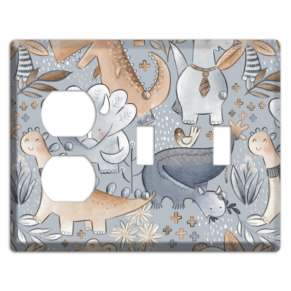 Dinosaur Friends Duplex / 2 Toggle Wallplate