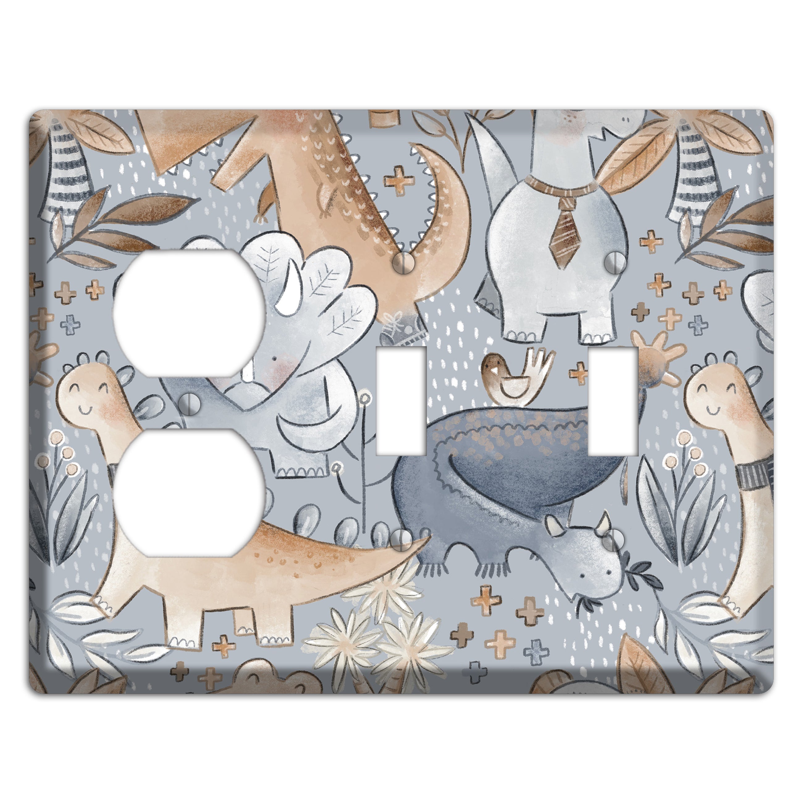 Dinosaur Friends Duplex / 2 Toggle Wallplate