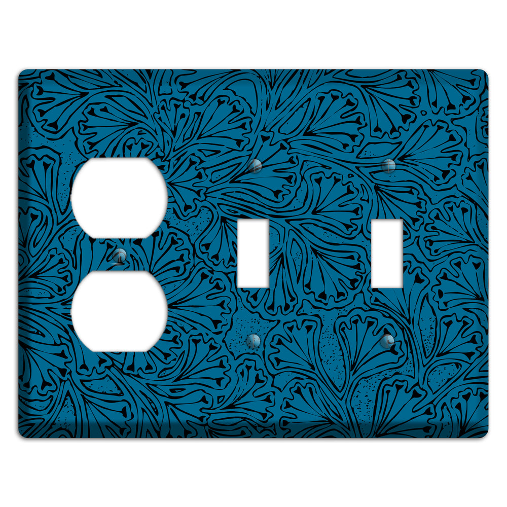 Deco Blue Interlocking Floral Duplex / 2 Toggle Wallplate