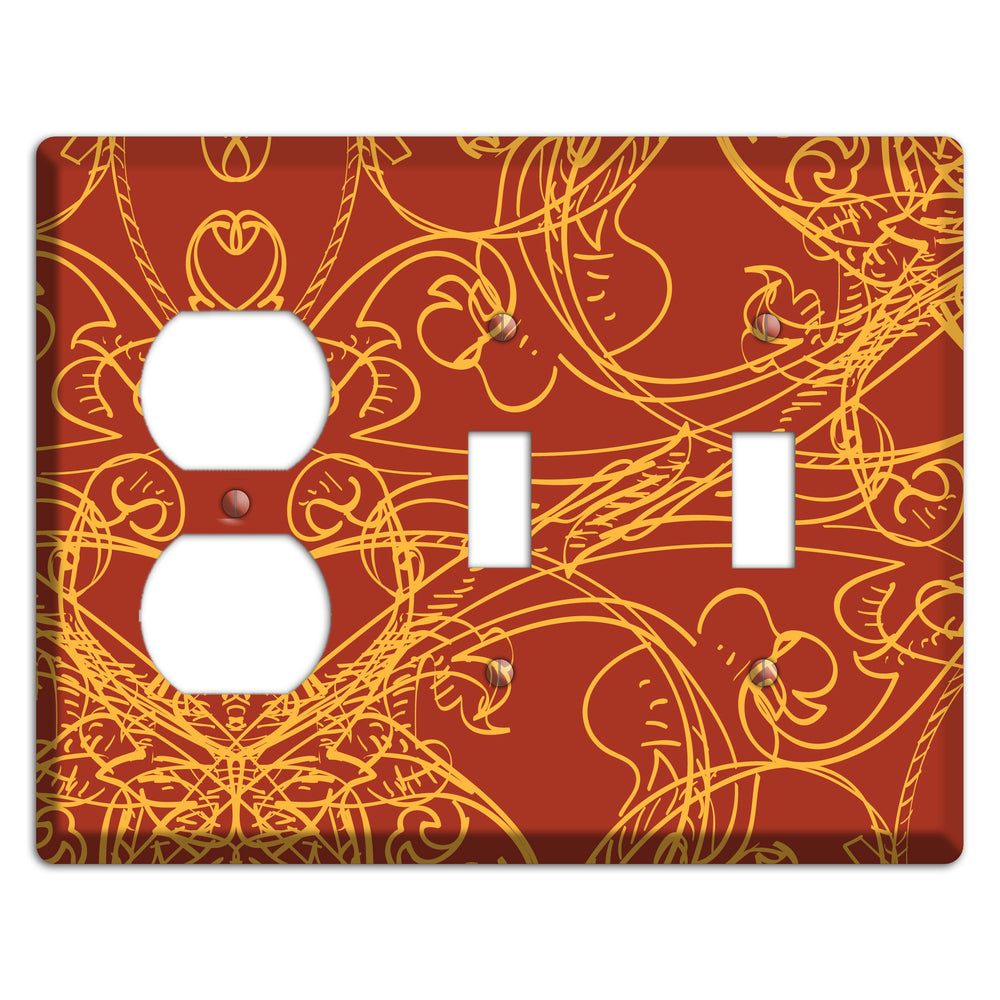 Red Deco Sketch Duplex / 2 Toggle Wallplate