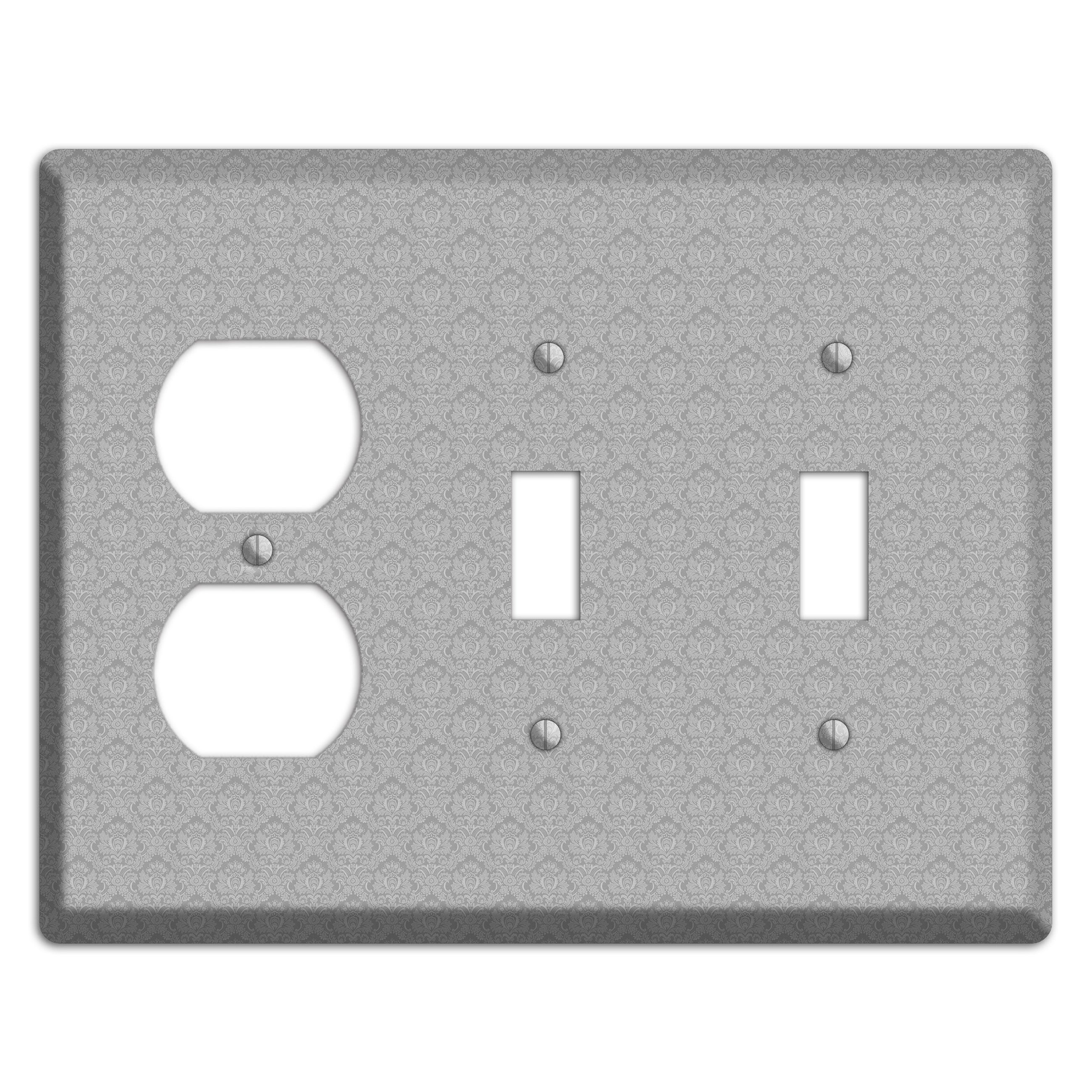 Light Grey Cartouche Duplex / 2 Toggle Wallplate