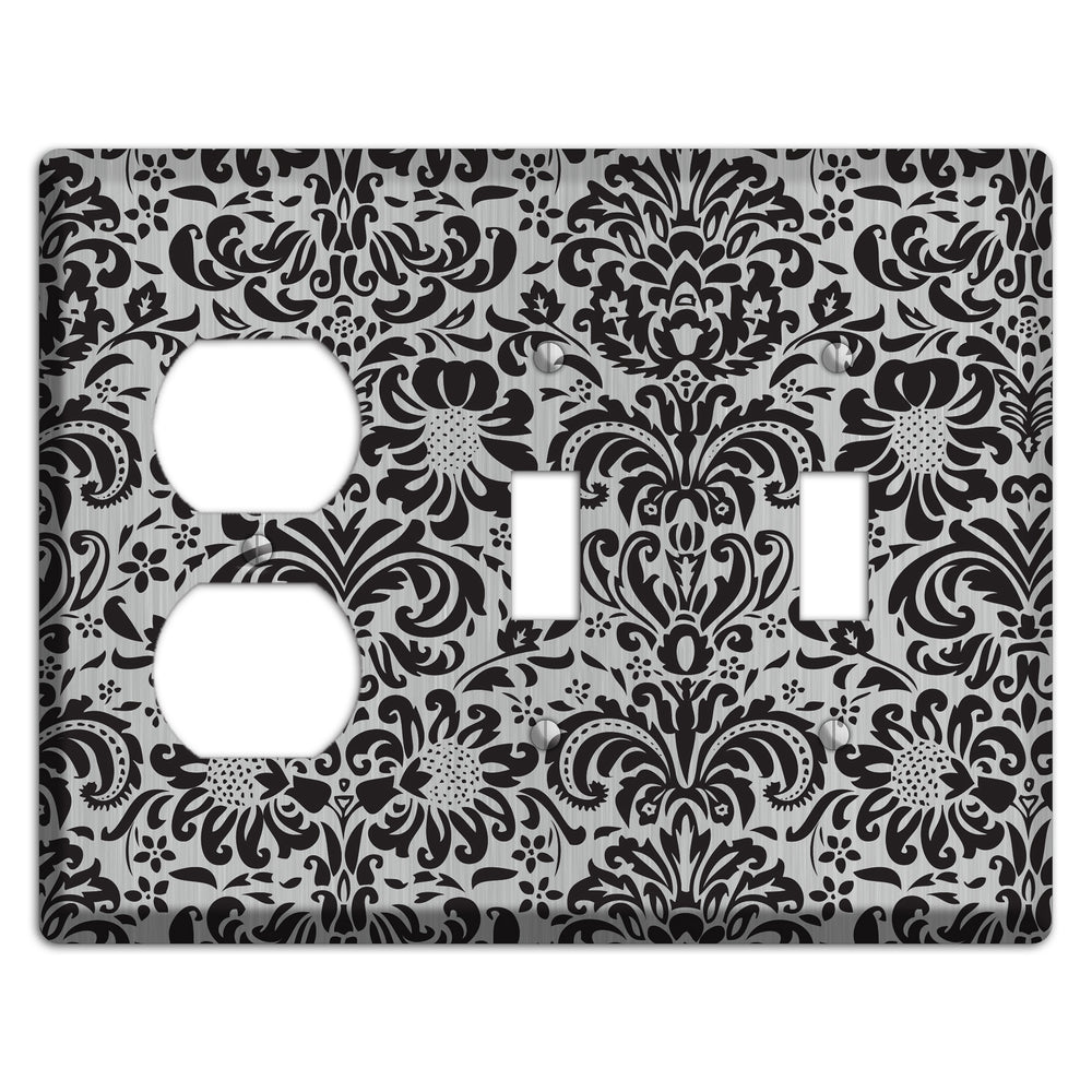Black Toile Stainless Steel Duplex / 2 Toggle Wallplate