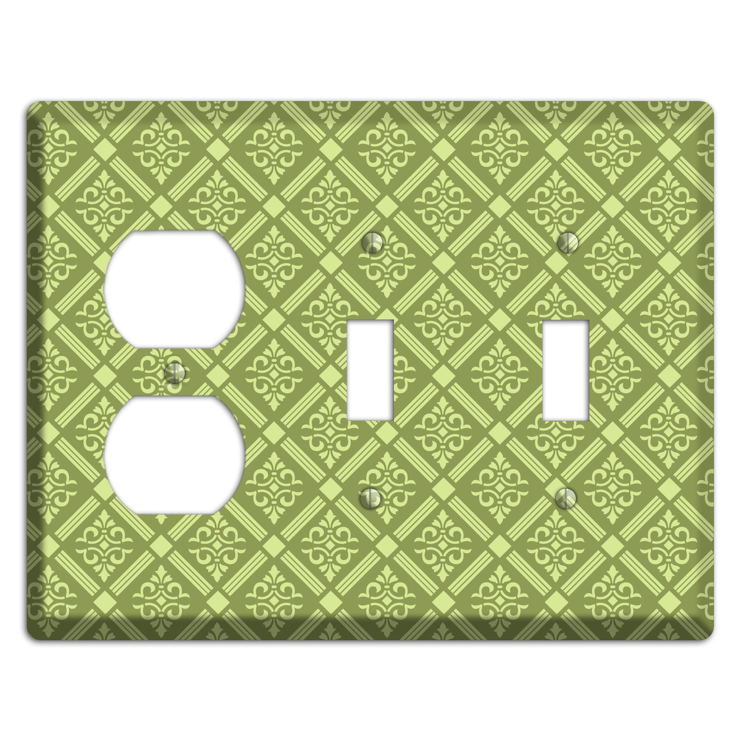 Green Damask diamonds Duplex / 2 Toggle Wallplate