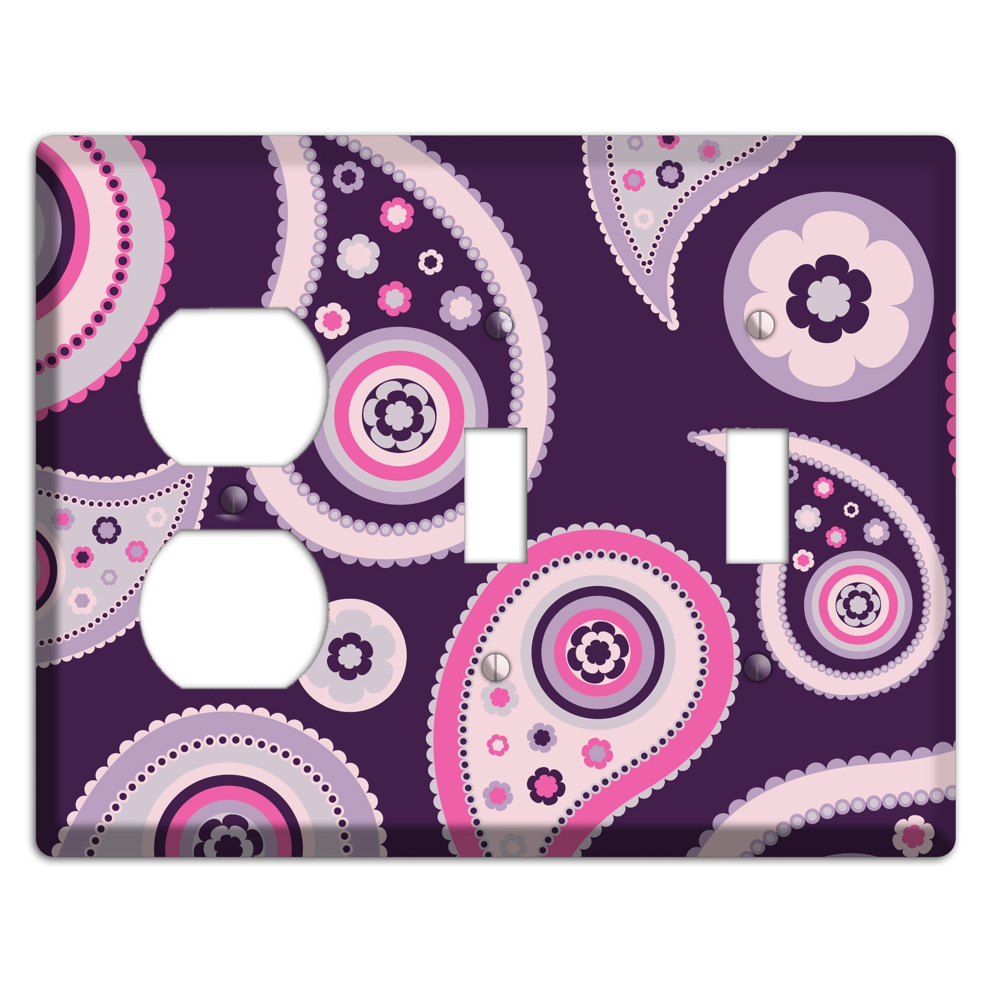 Purple Paisley Duplex / 2 Toggle Wallplate