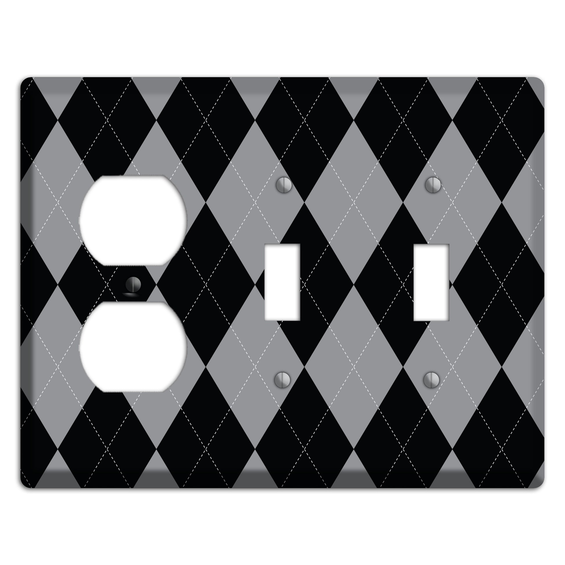 Light Purple and Black Duplex / 2 Toggle Wallplate