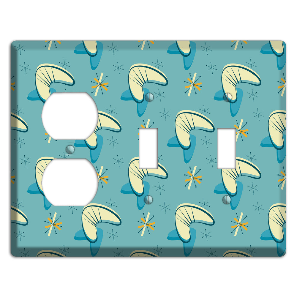 Yellow and Blue Boomerang Duplex / 2 Toggle Wallplate