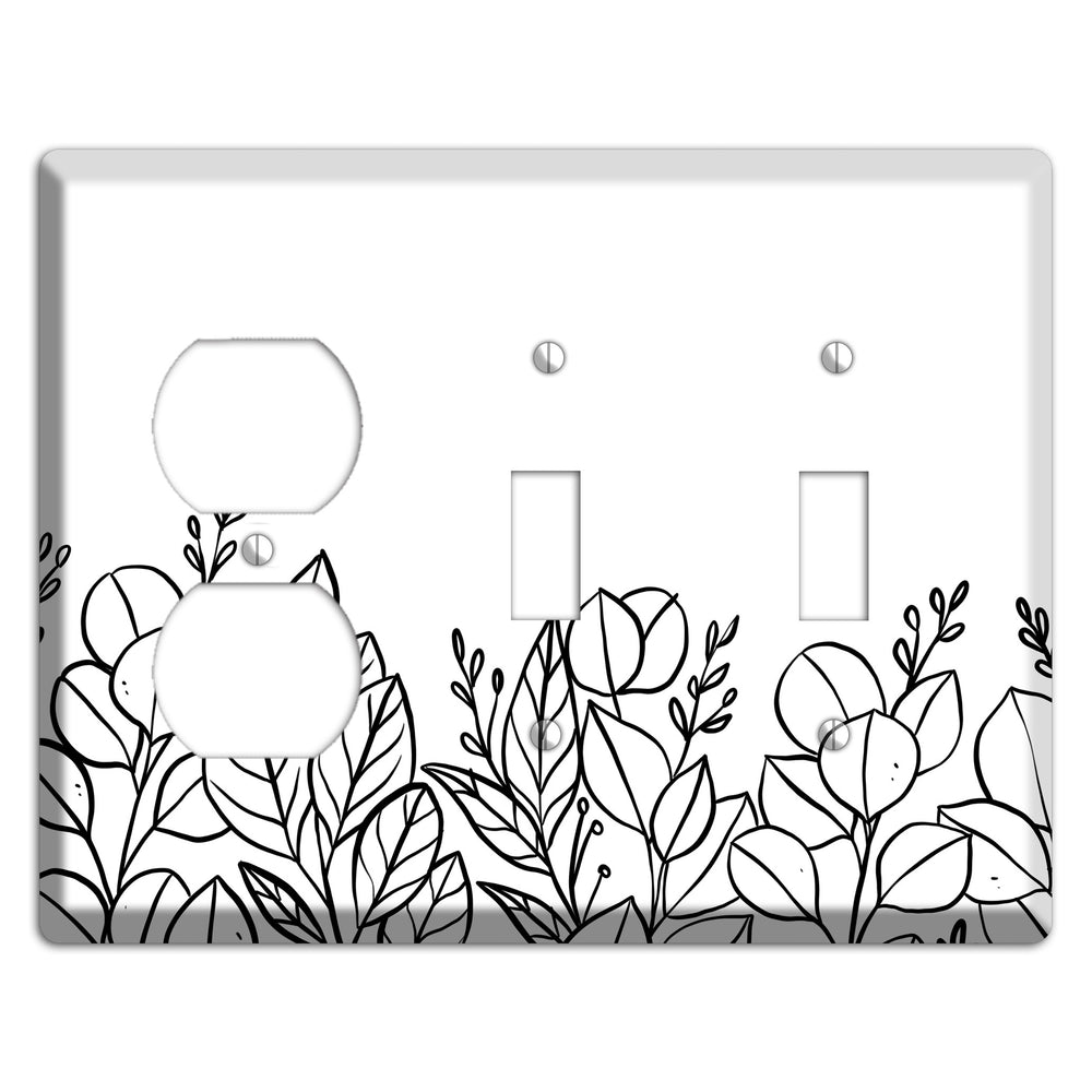 Hand-Drawn Floral 15 Duplex / 2 Toggle Wallplate