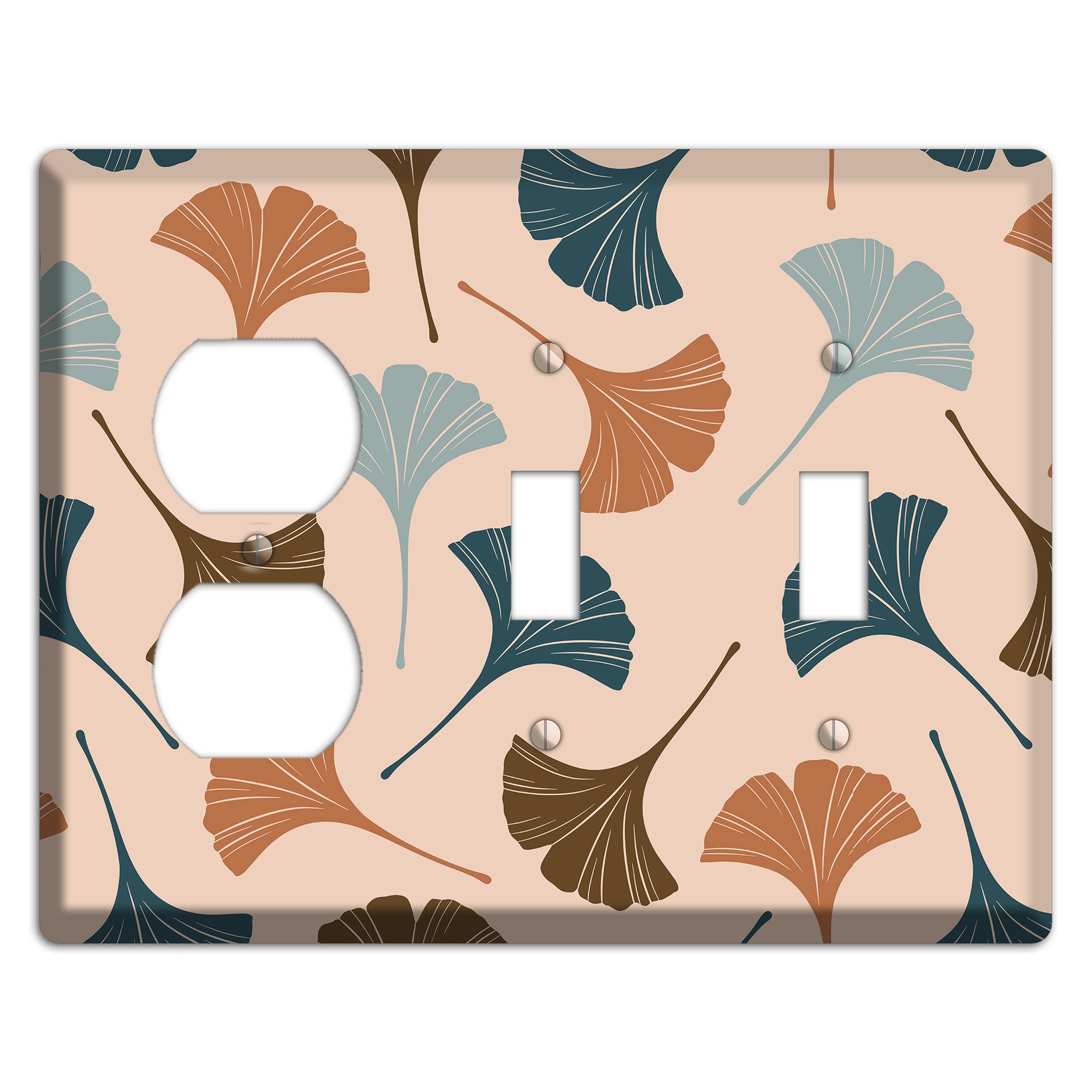 Blush Ginkgo Leaves Duplex / 2 Toggle Wallplate