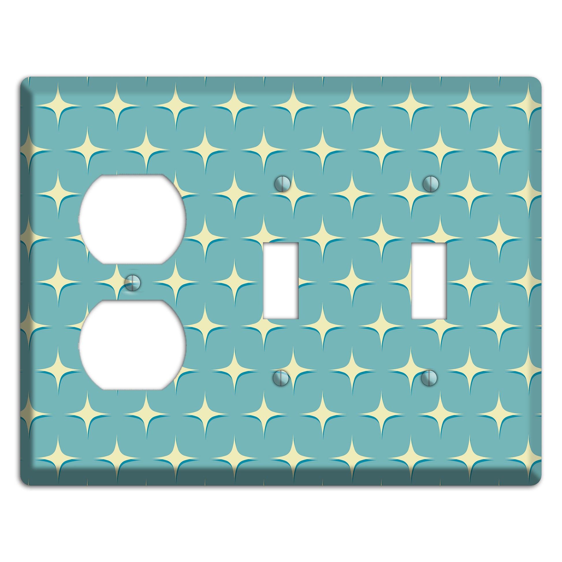 Yellow Atomic Diamond Duplex / 2 Toggle Wallplate