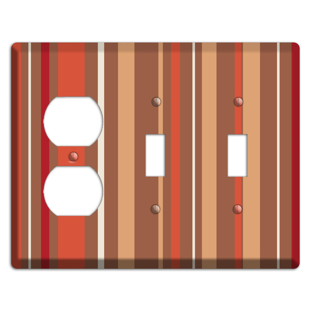 Multi Coral Vertical Stripe Duplex / 2 Toggle Wallplate