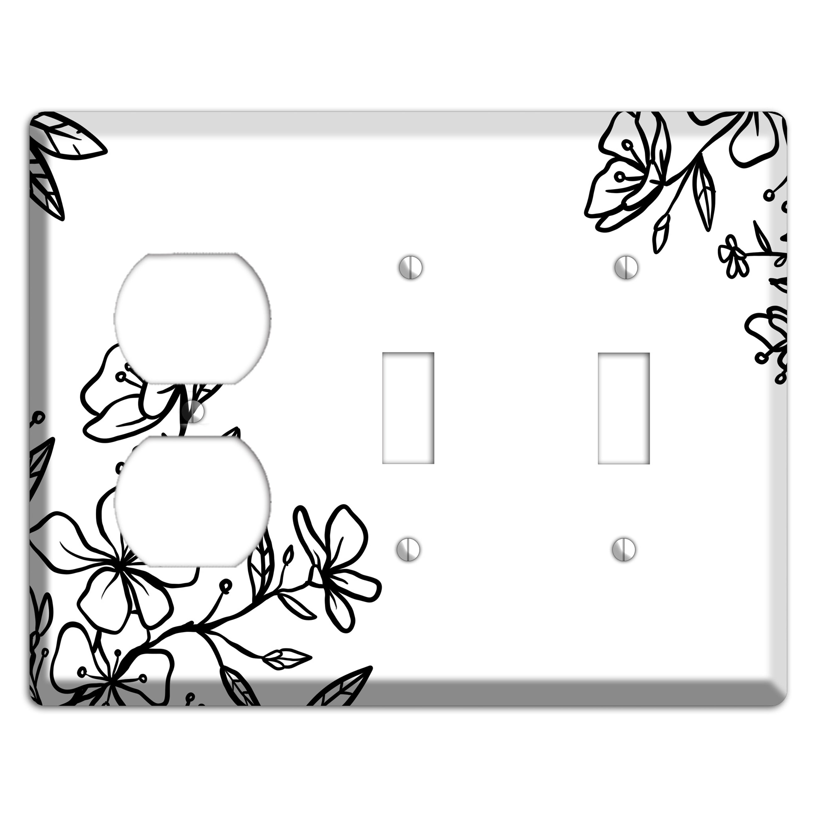 Hand-Drawn Floral 18 Duplex / 2 Toggle Wallplate