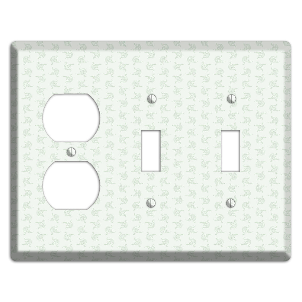 Mint Tiny Trefoil Cartouche Duplex / 2 Toggle Wallplate