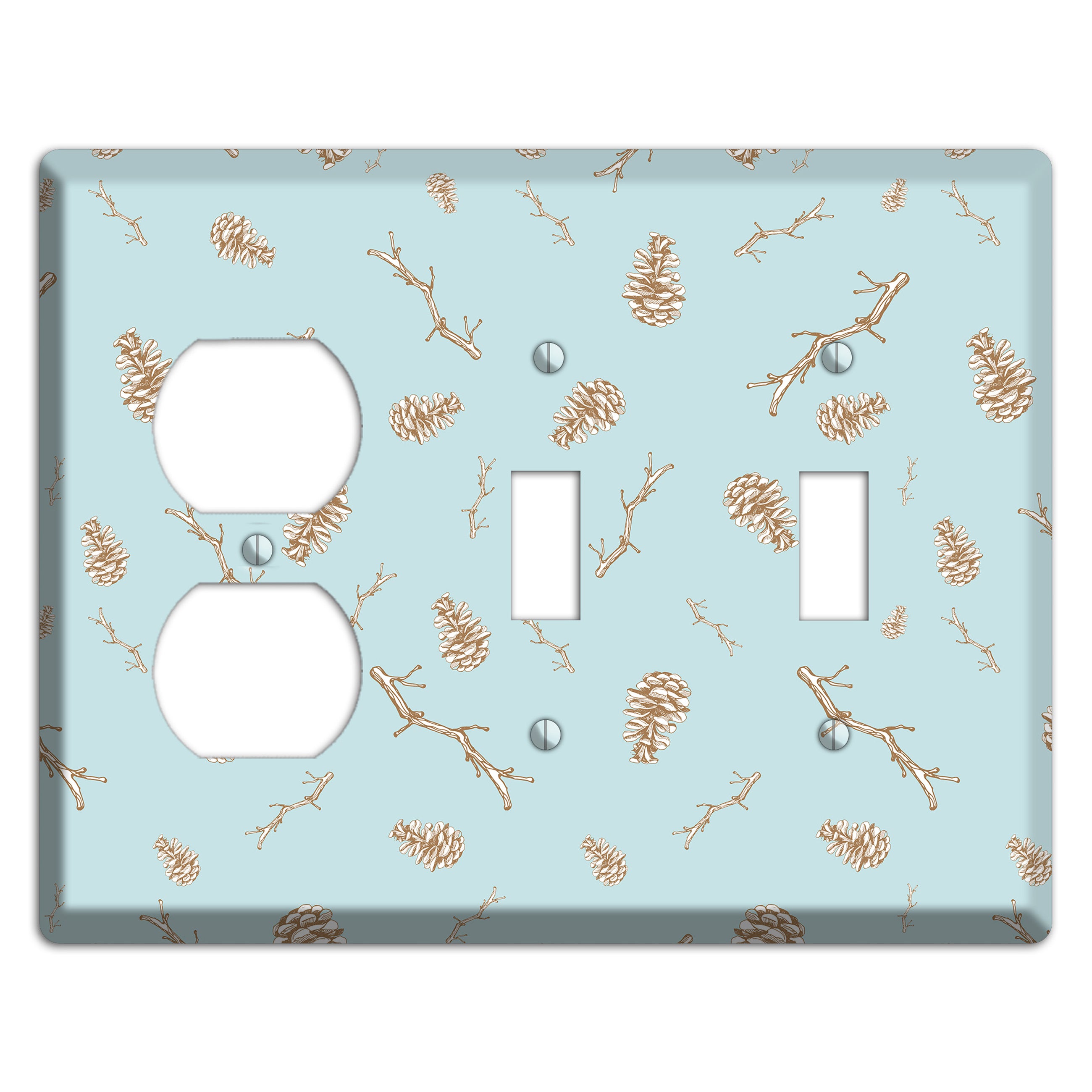 Wildlife Pinecones & Twigs Duplex / 2 Toggle Wallplate