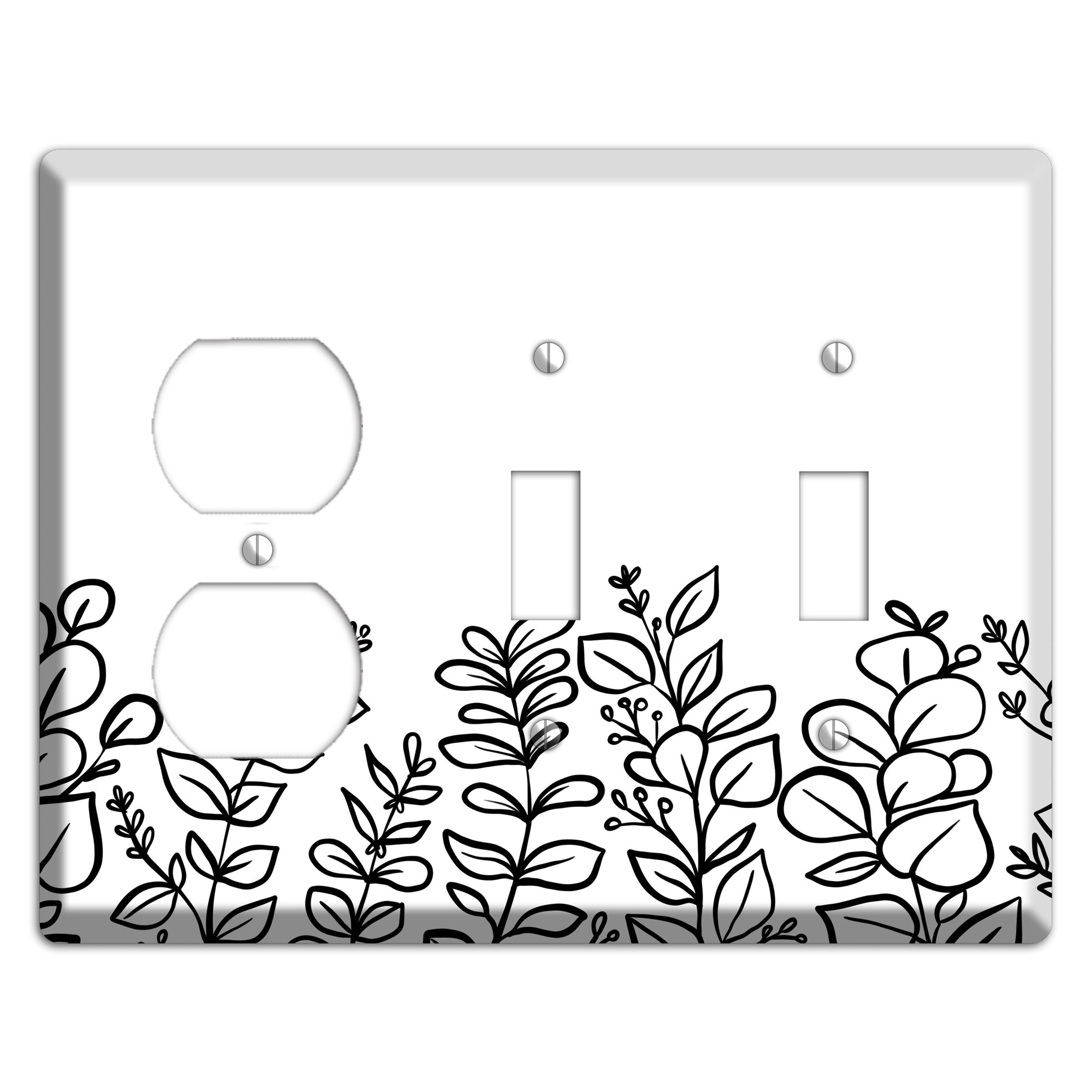 Hand-Drawn Floral 13 Duplex / 2 Toggle Wallplate