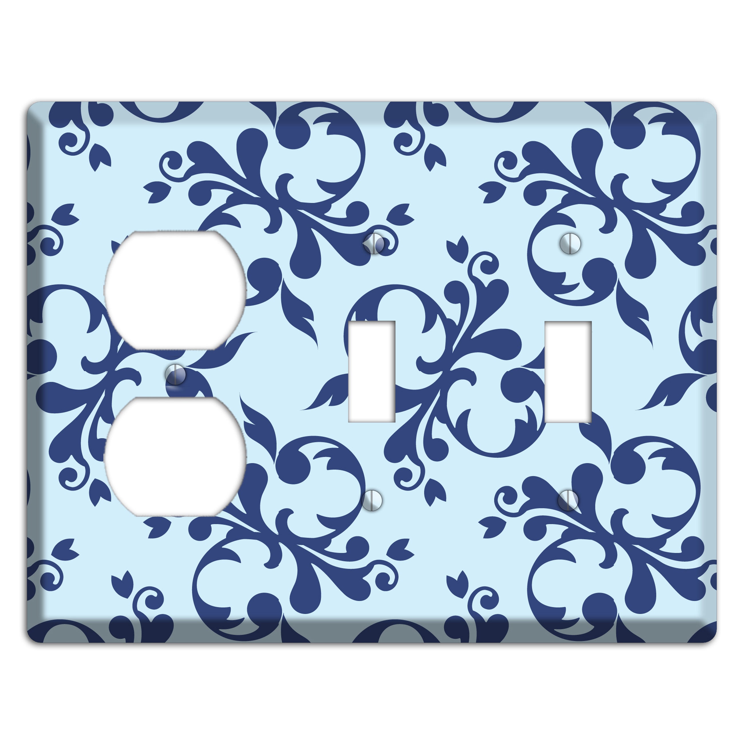 Blue Victorian Toile Duplex / 2 Toggle Wallplate
