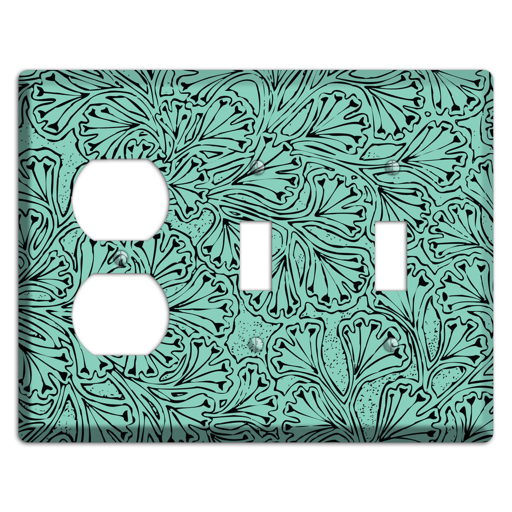 Deco Olive Interlocking Floral Duplex / 2 Toggle Wallplate
