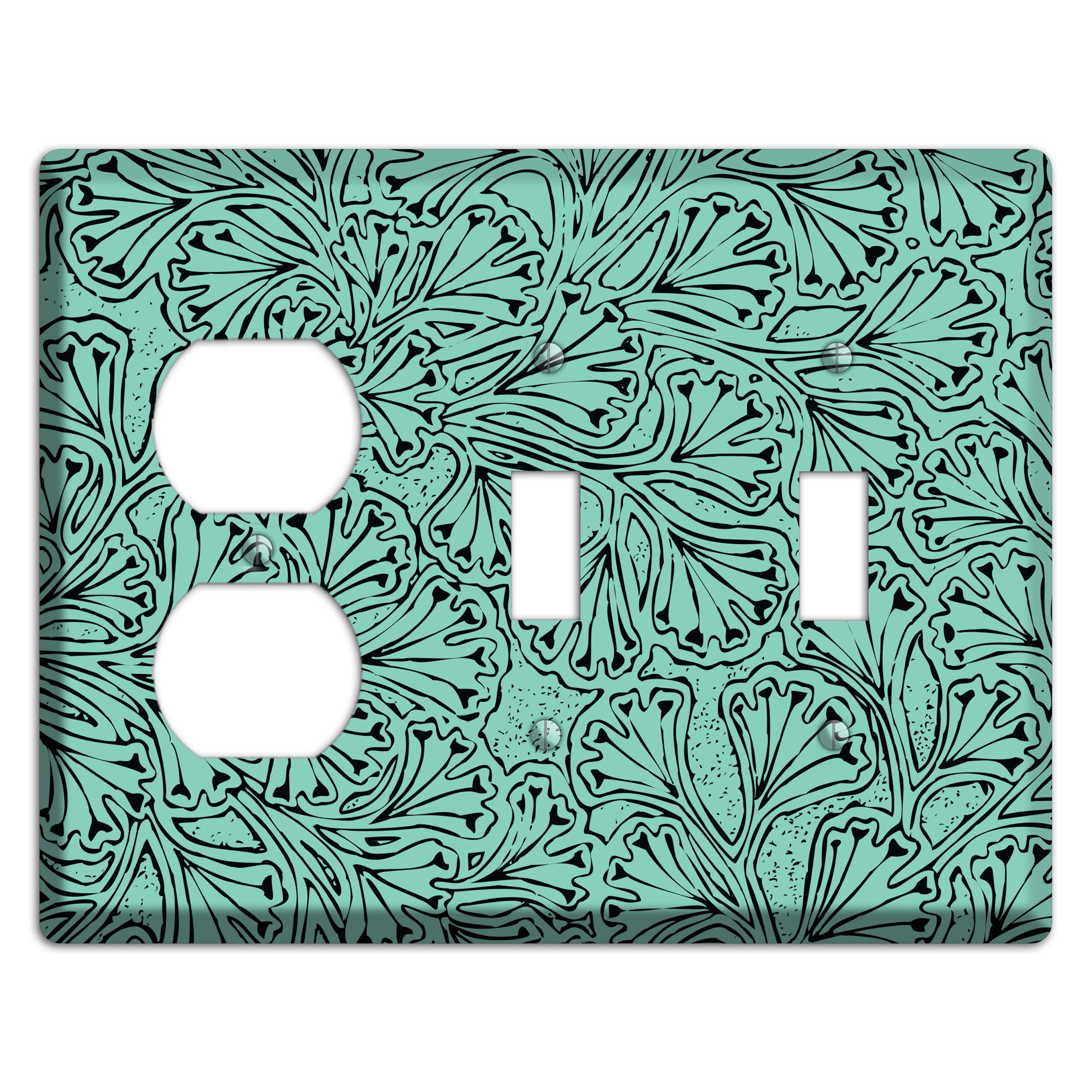 Deco Olive Interlocking Floral Duplex / 2 Toggle Wallplate