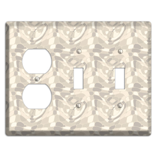 Beige Large Abstract Duplex / 2 Toggle Wallplate