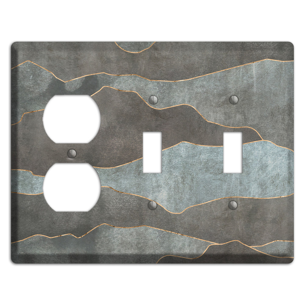 Dusty Blue Mountain Range Duplex / 2 Toggle Wallplate