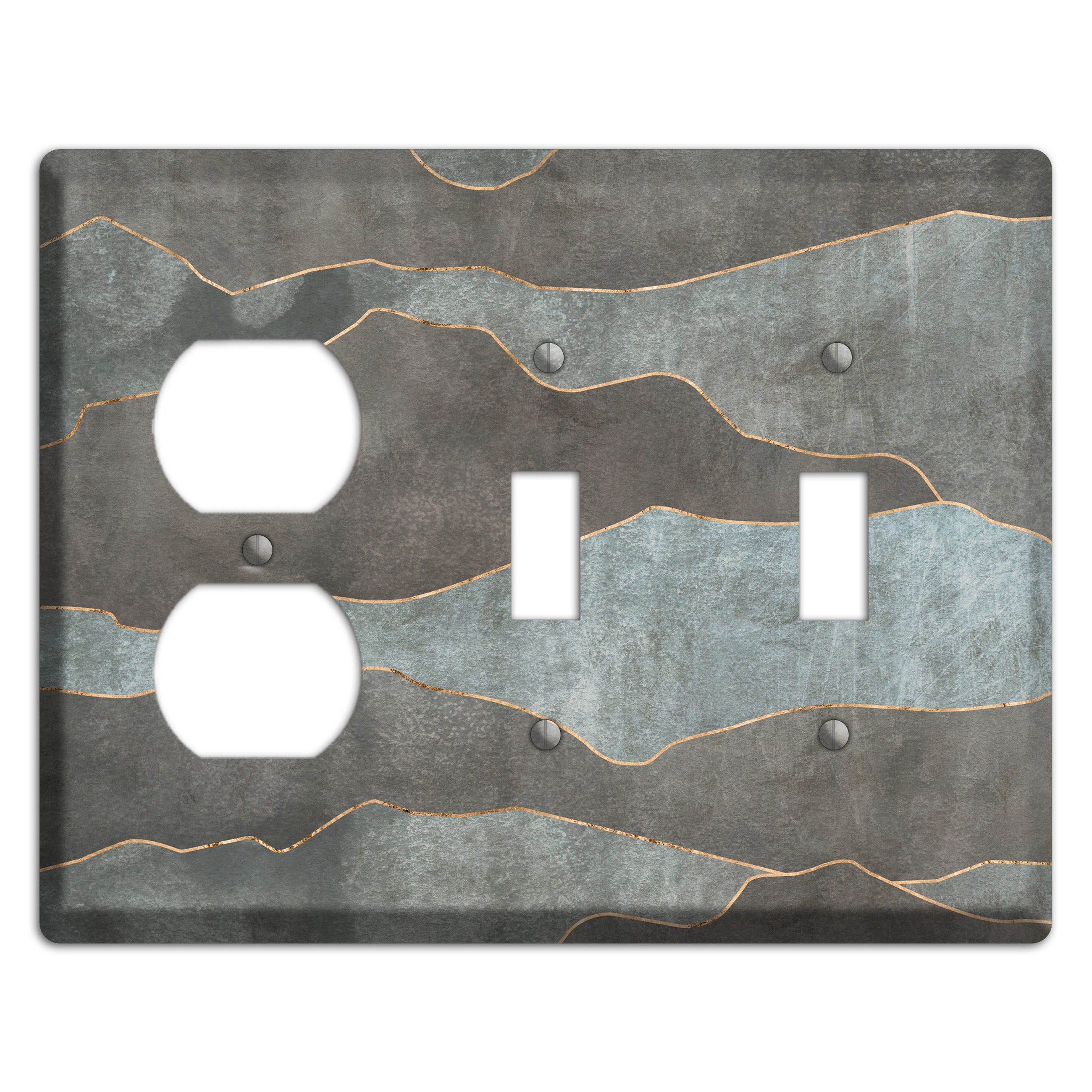 Dusty Blue Mountain Range Duplex / 2 Toggle Wallplate