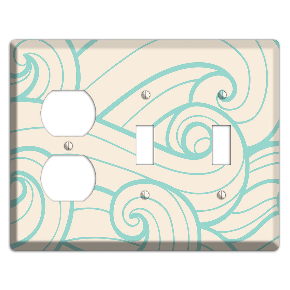 Abstract Curl Cream Duplex / 2 Toggle Wallplate