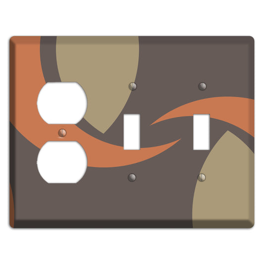 Grey Beige and Orange Abstract Duplex / 2 Toggle Wallplate