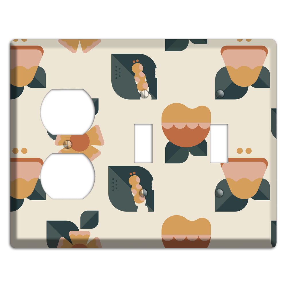 Retro Floral Caterpillar Duplex / 2 Toggle Wallplate