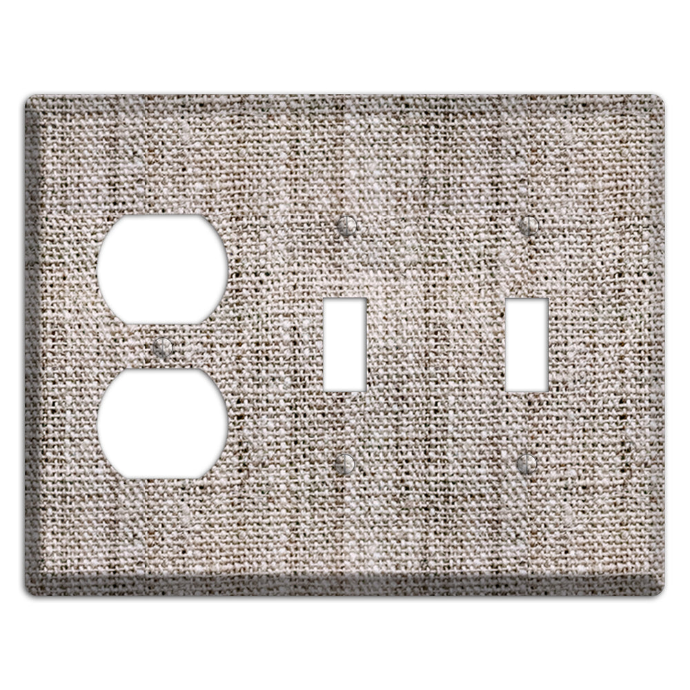Natural Gray Burlap Duplex / 2 Toggle Wallplate