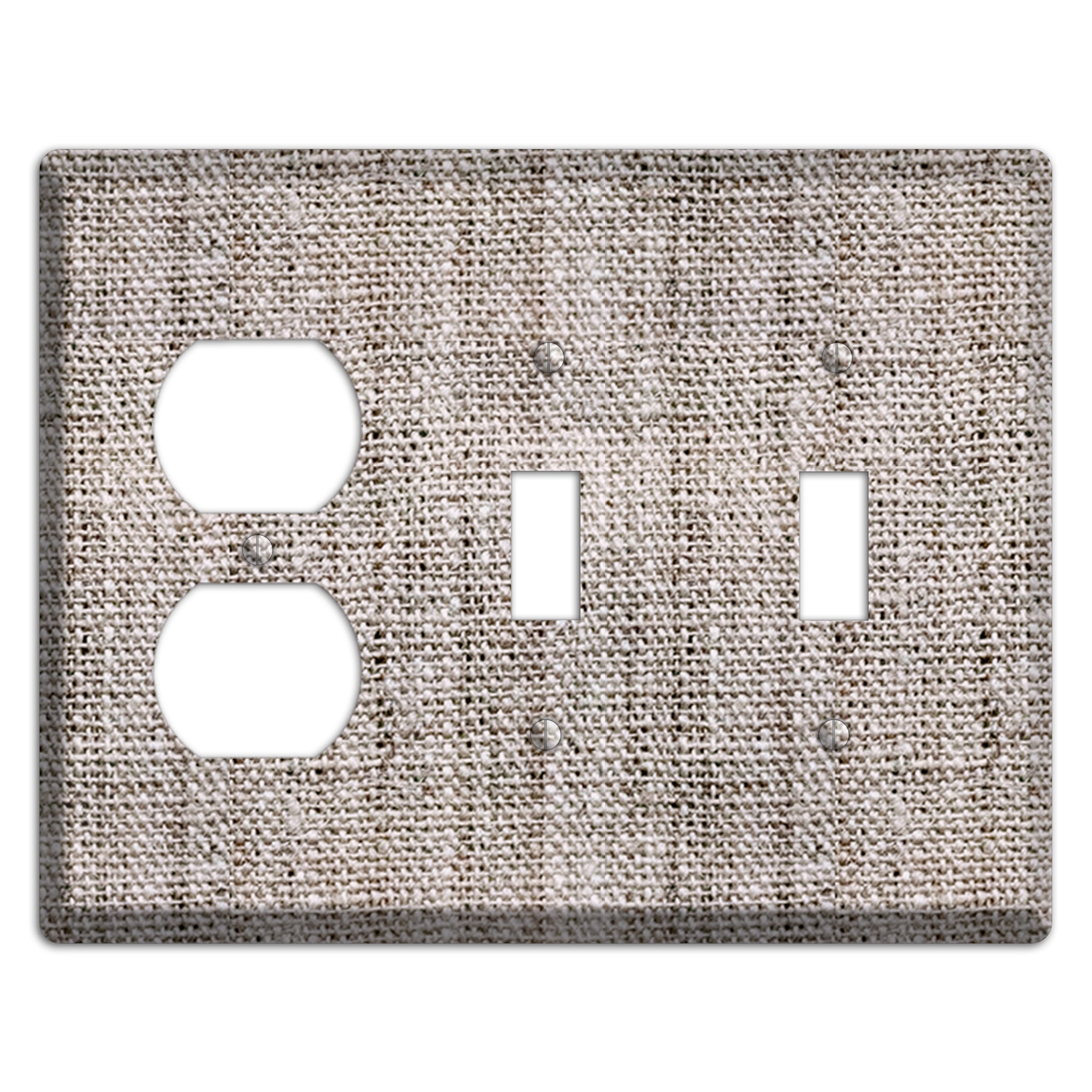Natural Gray Burlap Duplex / 2 Toggle Wallplate