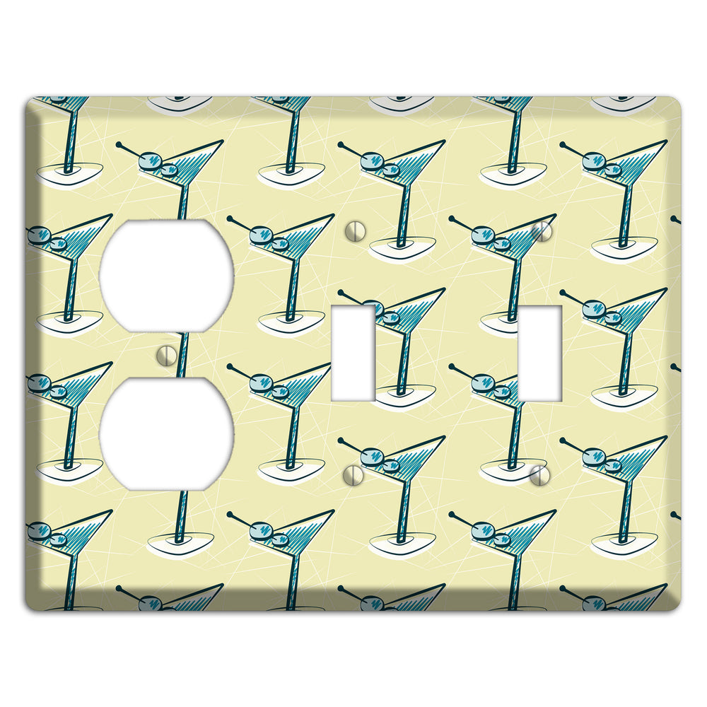 Yellow Martini Duplex / 2 Toggle Wallplate