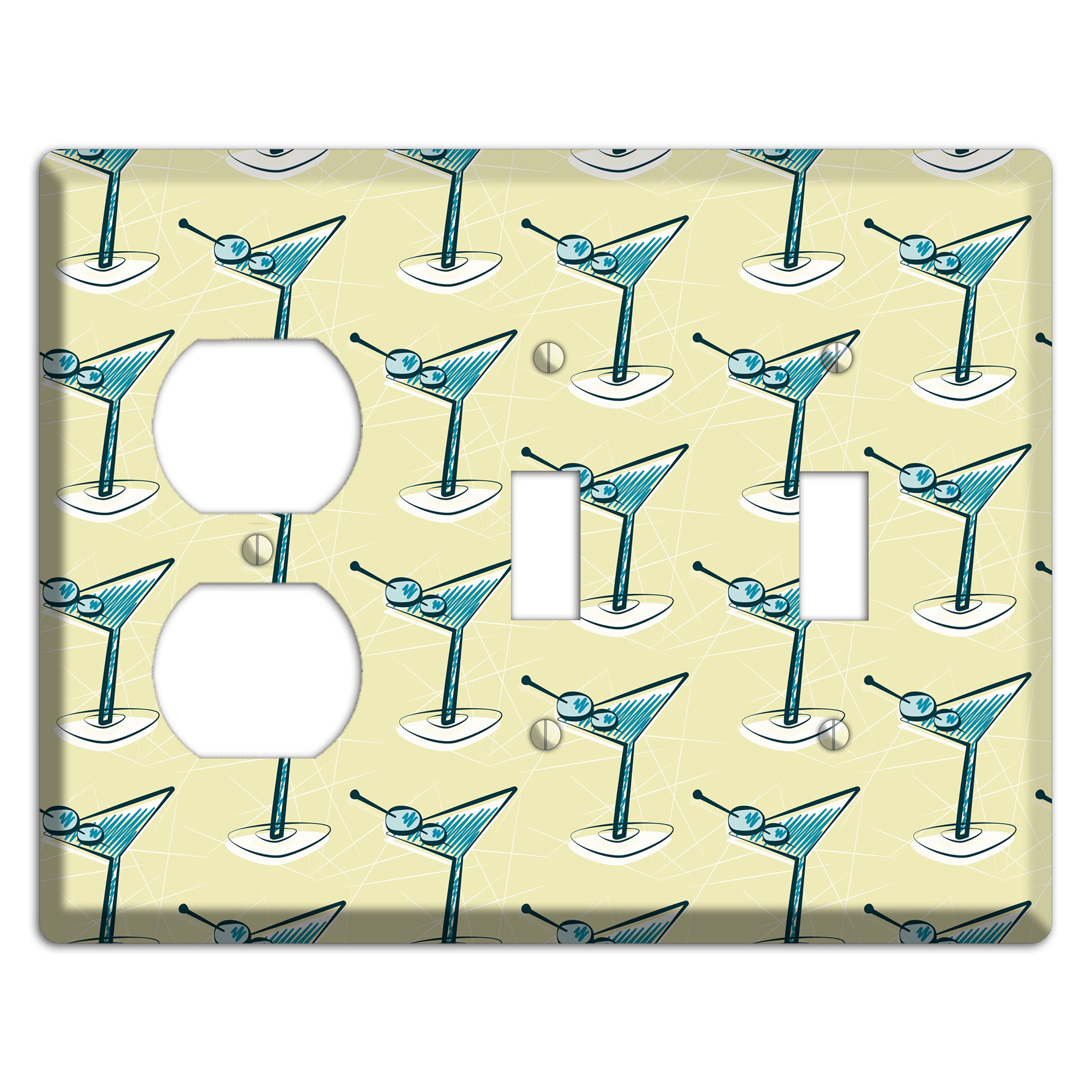 Yellow Martini Duplex / 2 Toggle Wallplate